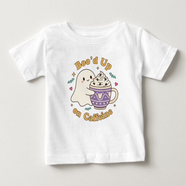 Camiseta Para Bebê Ghost Boo Coffee Design (Frente)