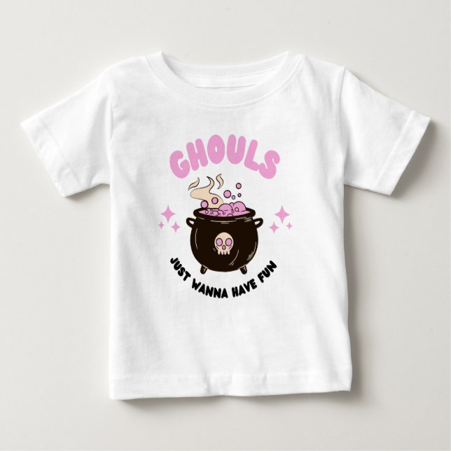 Camiseta Para Bebê Ghouls só quer se divertir (Frente)