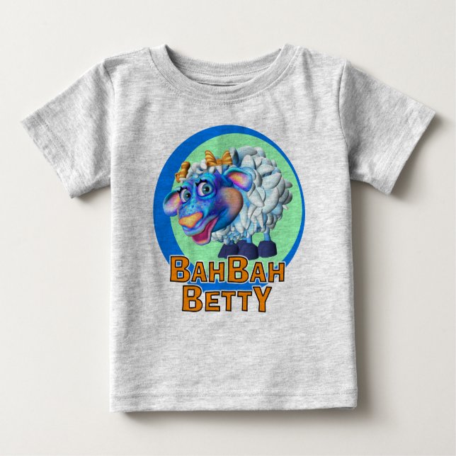 Camiseta Para Bebê GiggleBellies Bah Bah Betty os carneiros (Frente)