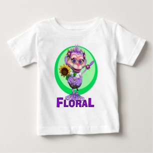 Camiseta Para Bebê GiggleBellies floral o macaco