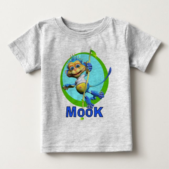 Camiseta Para Bebê GiggleBellies Mook o macaco (Frente)