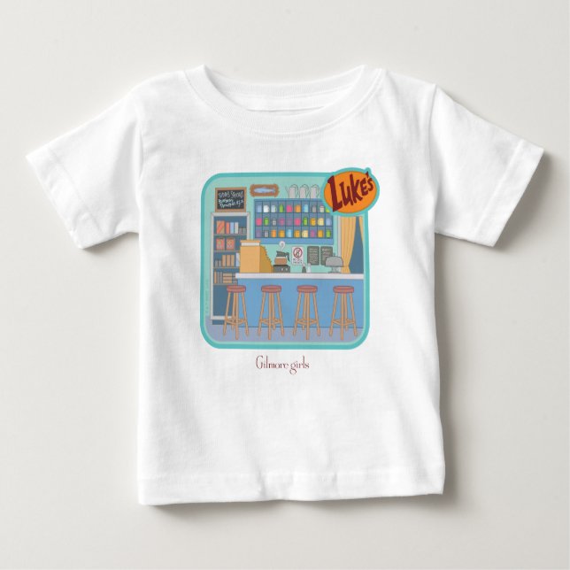 Camiseta Para Bebê Gilmore Girls | O Gráfico do Diner do Luke (Frente)