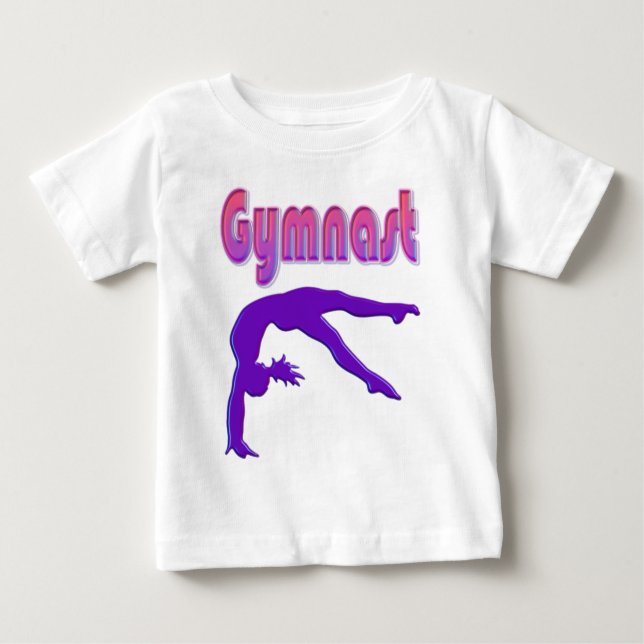 Camiseta Para Bebê Ginástica Tumbling Power Metalizado Roxo (Frente)