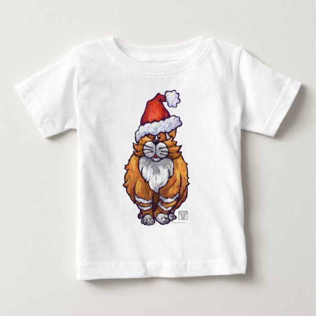 Camiseta Para Bebê Ginger Cat Natal (Frente)