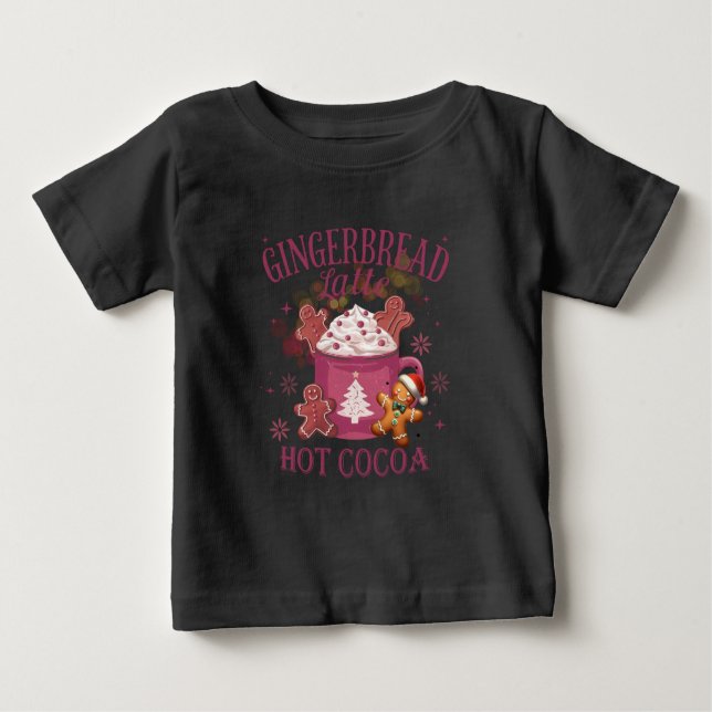 Camiseta Para Bebê Gingerbread latte hot cocoa christmas (Frente)