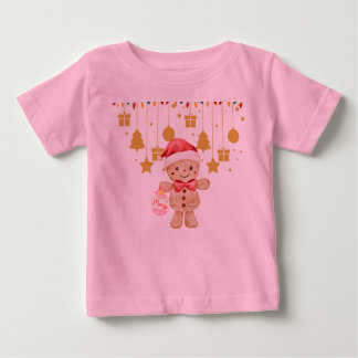 Camiseta Para Bebê  Gingerbread  Merry Christmas Lights baby t shirt