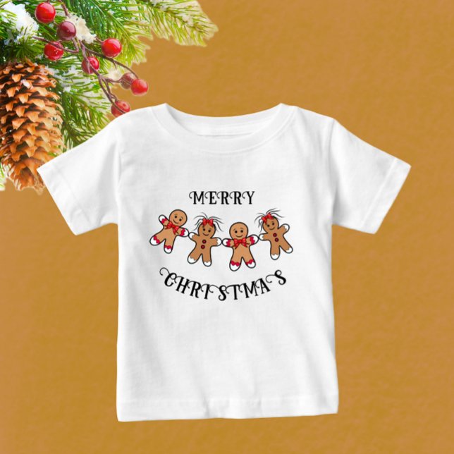 Camiseta Para Bebê Gingerbreads de Natal (Criador carregado)