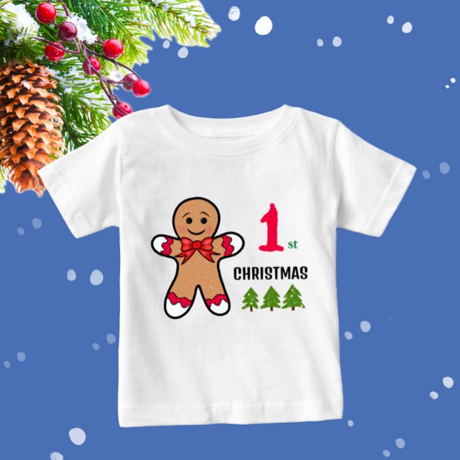 Camiseta Para Bebê Gingerpão de Natal bonito (Criador carregado)