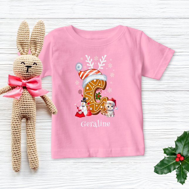 Camiseta Para Bebê Gingerpão de Natal - Letra G Garota (Criador carregado)
