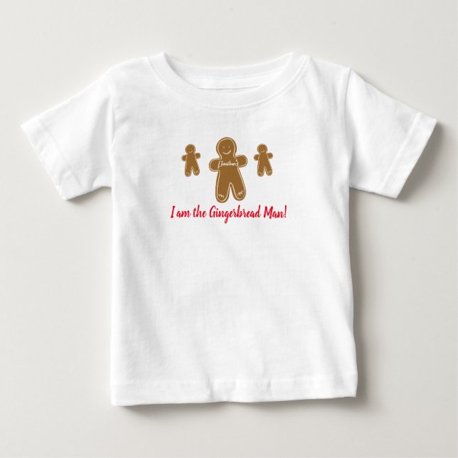 Camiseta Para Bebê Gingerpão Homem Personalizado Nome Feriado Festivo (Frente)
