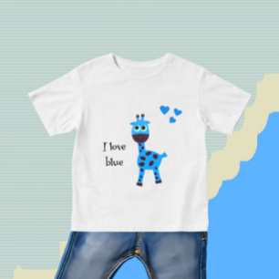 Camiseta Para Bebê Girafa azul