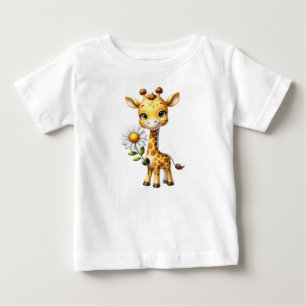 Camiseta Para Bebê Girafa Bestiça com Daisy Flower-88681