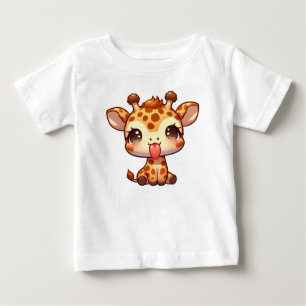 Camiseta Para Bebê Girafa Bonita Enfiando a língua