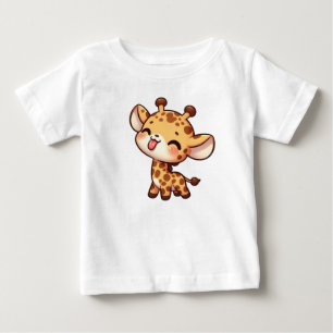 Camiseta Para Bebê Girafa Bonita Enfiando a língua