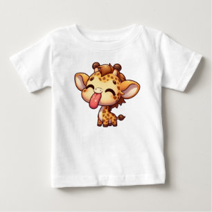 Camiseta Para Bebê Girafa Bonita Enfiando a língua