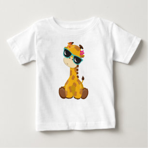 Camiseta Para Bebê Girafa Bonita, Girafa Com Óculos De Sol, Bela Anim