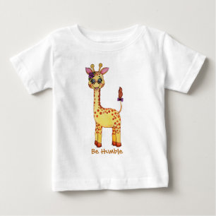 Camiseta Para Bebê Girafa bonito do bebê da aguarela