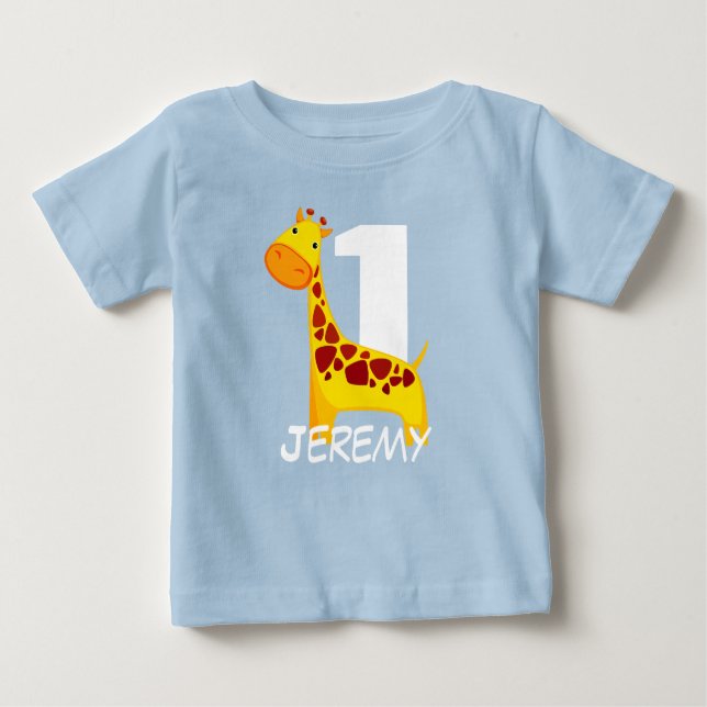Camiseta Para Bebê Girafa bonito personalizado do aniversário (Frente)