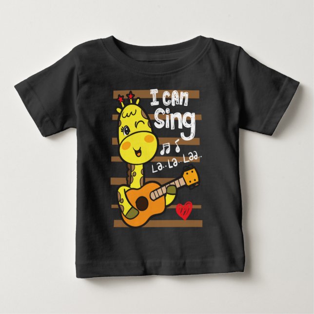 Camiseta Para Bebê Girafa brincando  (Frente)