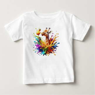 Camiseta Para Bebê girafa colorida