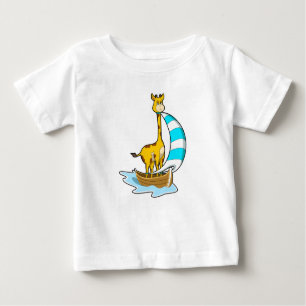 Camiseta Para Bebê Girafa com barco à vela