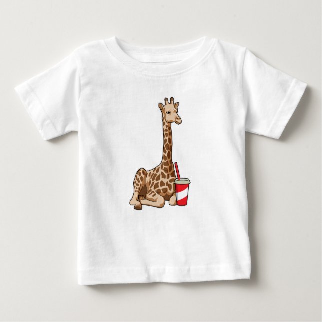 Camiseta Para Bebê Girafa com bebida (Frente)