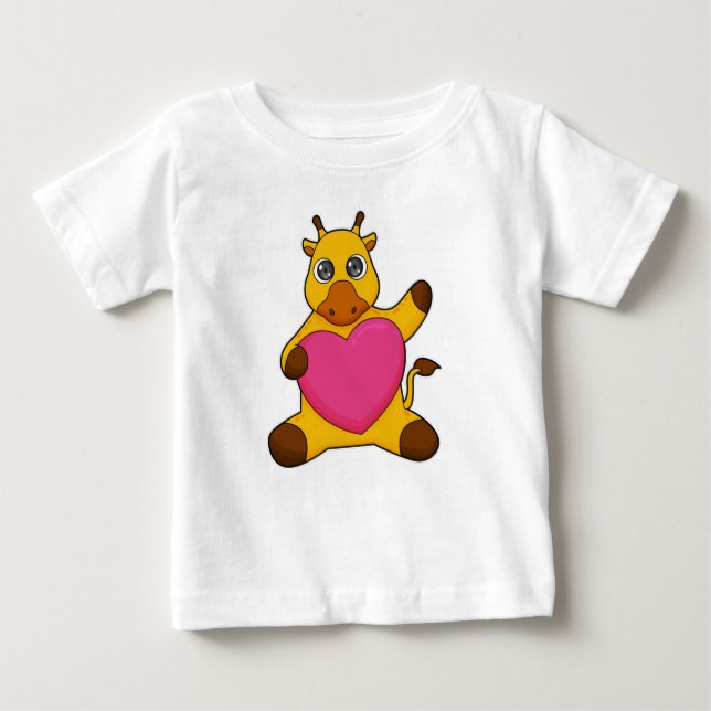 Camiseta Para Bebê Girafa com coração (Frente)