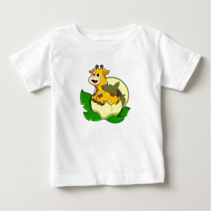 Camiseta Para Bebê Girafa com Folha e Ovo
