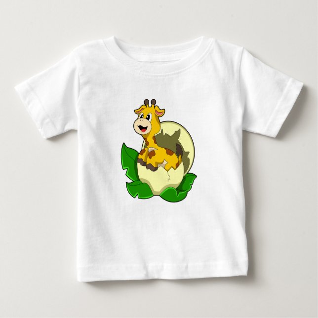 Camiseta Para Bebê Girafa com Folha e Ovo (Frente)