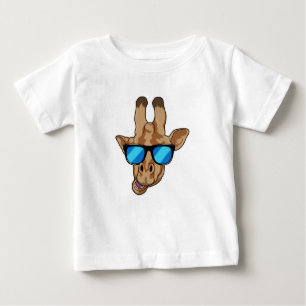 Camiseta Para Bebê Girafa com óculos de sol