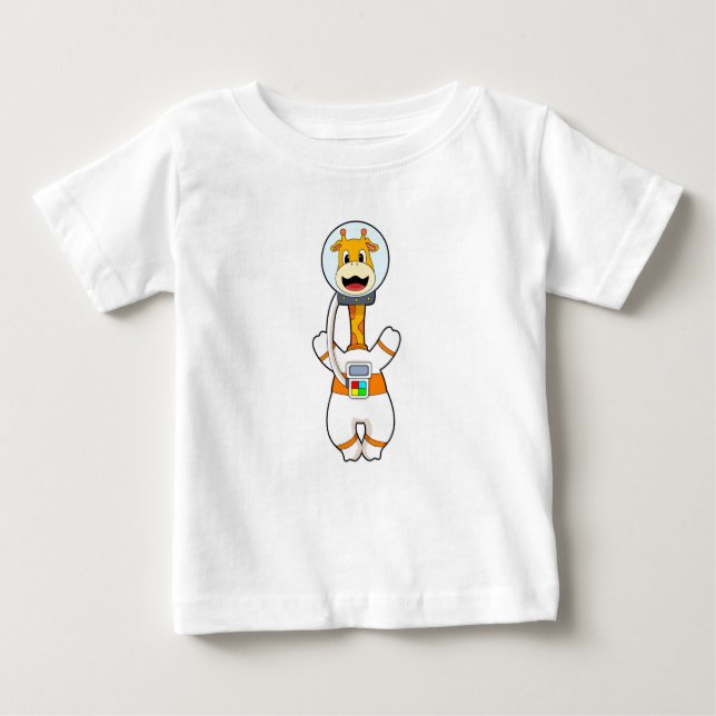 Camiseta Para Bebê Girafa como astronauta na fantasia (Frente)