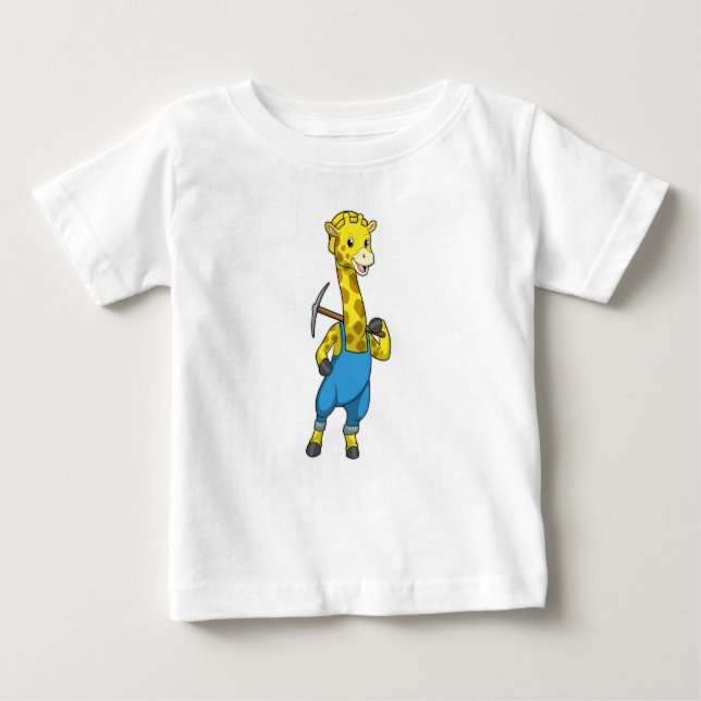 Camiseta Para Bebê Girafa como menor com picaxe (Frente)