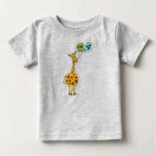 Camiseta Para Bebê Girafa de 4º aniversário