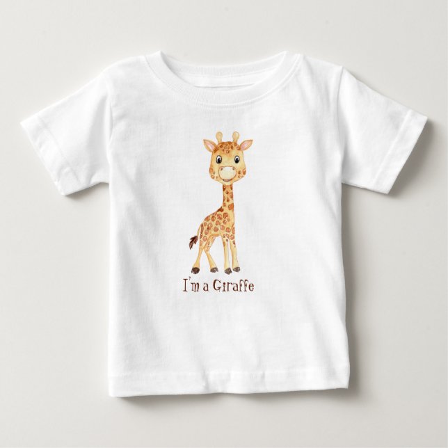 Camiseta Para Bebê Girafa de Aquarela Whimsical (Frente)