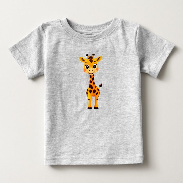 Camiseta Para Bebê Girafa de desenho animado fofa (Frente)