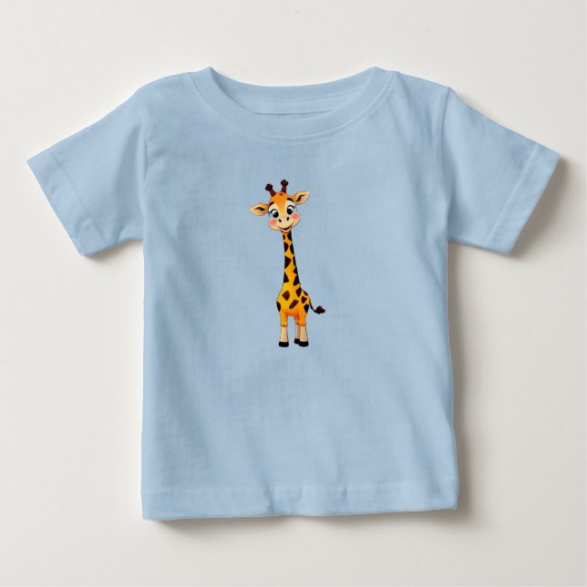 Camiseta Para Bebê Girafa de desenho animado fofa (Frente)