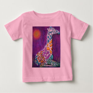 Camiseta Para Bebê Girafa do arco-íris