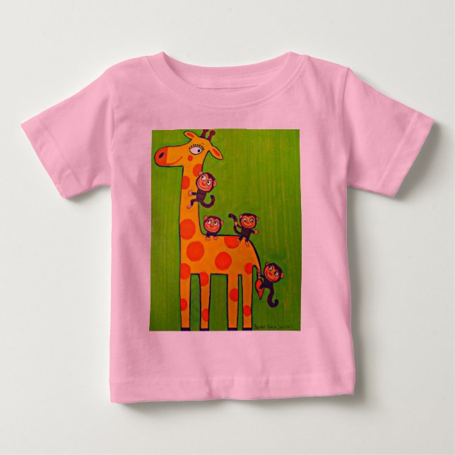 Camiseta Para Bebê Girafa e Monkey Business (Frente)