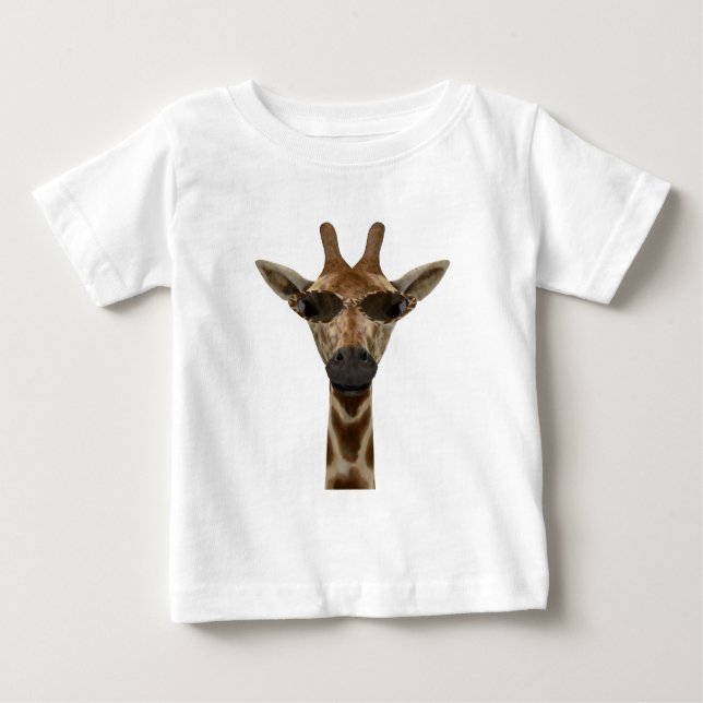 Camiseta Para Bebê Girafa Engraçada Disfarçada Com Óculos de Sol da M (Frente)