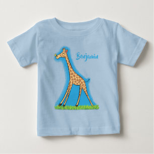 Camiseta Para Bebê Girafa feliz fofa com desenho de borboleta