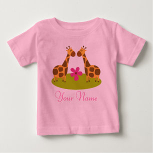 Camiseta Para Bebê Girafa gêmeo meninas personalizadas