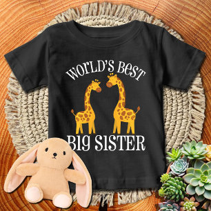 Camiseta Para Bebê Girafa 🦒 Melhor Irmã Mais Velha do Mundo WHTXT