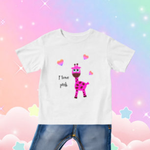 Camiseta Para Bebê Girafa rosa