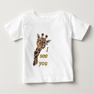 Camiseta Para Bebê Girafa.Text.Vejo você