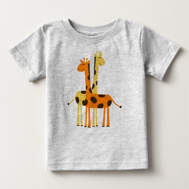 Camiseta Para Bebê Girafas animados bonitos (Frente)
