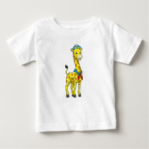 Camiseta Para Bebê Giraffe as Sailor with Sailor hat