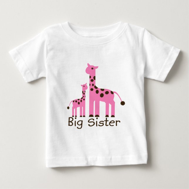 Camiseta Para Bebê Giraffe Big Sister (Frente)