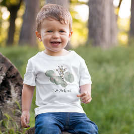 Camiseta Para Bebê Giraffe Safari Animal Botânico Aniversário