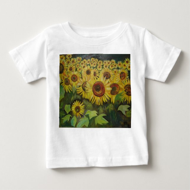 Camiseta Para Bebê Girassóis (Frente)