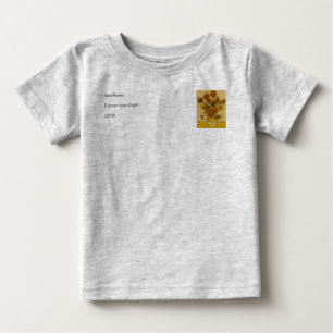 Camiseta Para Bebê Girassóis de Vincent van Gogh, 1878